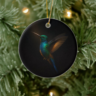 Black 4 Luxe Ornament with Hummingbird Flying