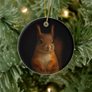 Black 4 Luxe Ornament with Red Squirrel
