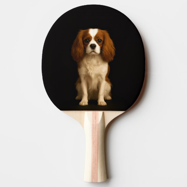 Black 4 Luxe ping pong paddle, Cavalier Spaniel Paddle (Back)