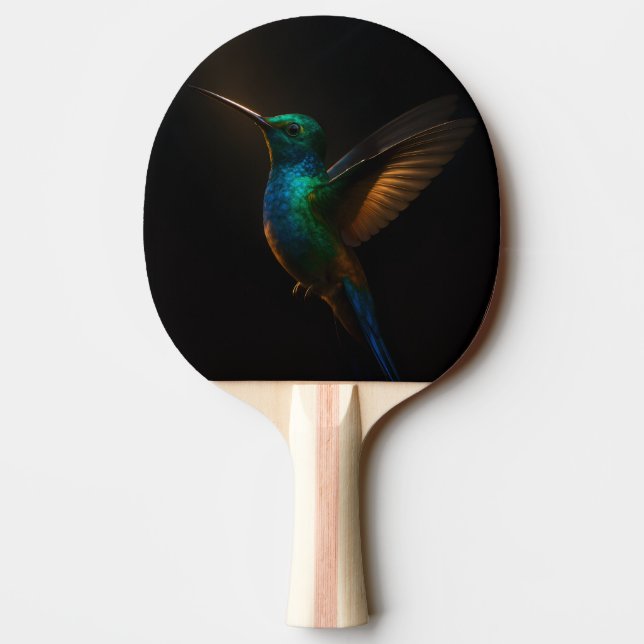 Black 4 Luxe ping pong paddle, Flying Hummingbird Paddle (Back)