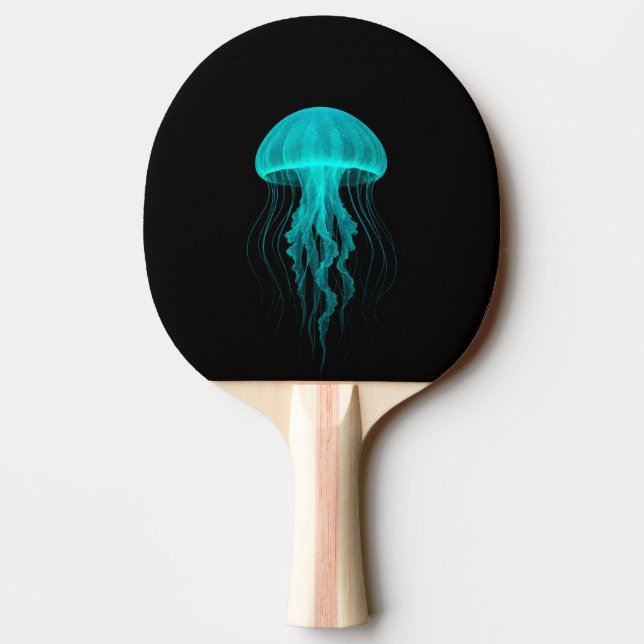 Black 4 Luxe ping pong paddle, Green Jellyfish Ping Pong Paddle (Back)