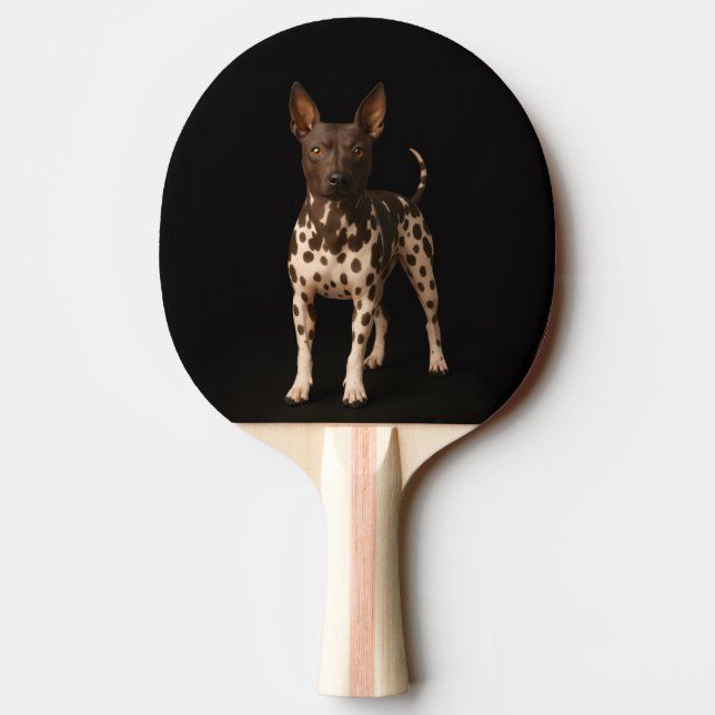 Black 4 Luxe ping pong paddle, Hairless Terrier Ping Pong Paddle (Back)