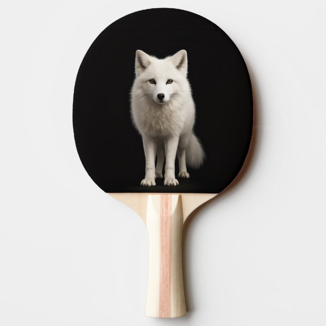 Black 4 Luxe ping pong paddle, Ivory Arctic Fox Ping Pong Paddle (Back)