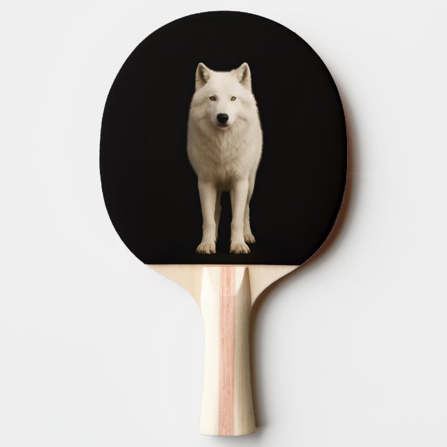 Black 4 Luxe ping pong paddle, Ivory Arctic Wolf Paddle (Back)