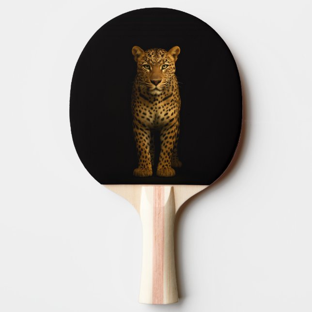 Black 4 Luxe ping pong paddle, Majestic Leopard Ping Pong Paddle (Back)