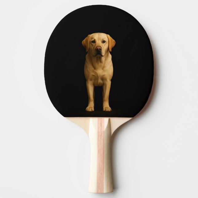 Black 4 Luxe ping pong paddle, Minimalist Labrador Paddle (Front)