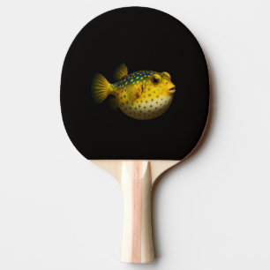 Black 4 Luxe ping pong paddle, Yellow Putterfish Paddle