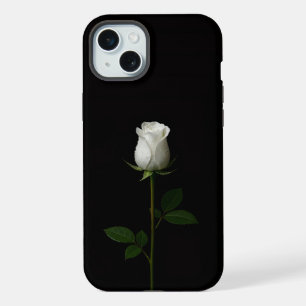Black 4 Luxe, Pure White Rose iPhone 15 Plus Case