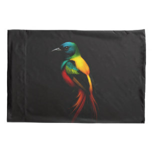 Black 4 Luxe Single Pillowcase, Rainbow Bird Pillowcase