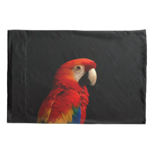 Black 4 Luxe Single Pillowcase with Scarlet Parrot