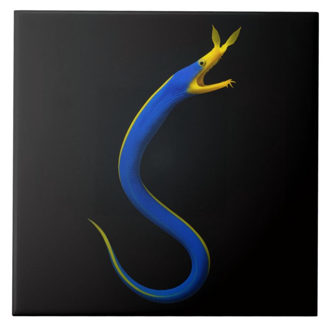 Black 4 Luxe Tile with Blue Ribbon Eel (Front)
