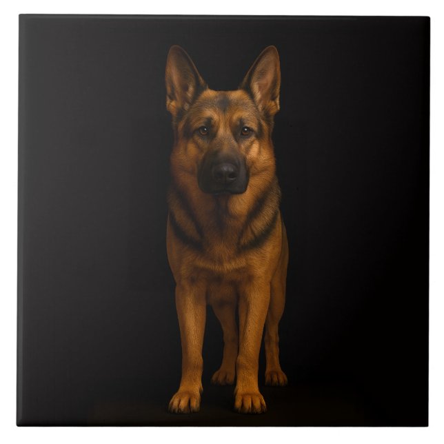 Black 4 Luxe Tile with German Shepherd (Front)