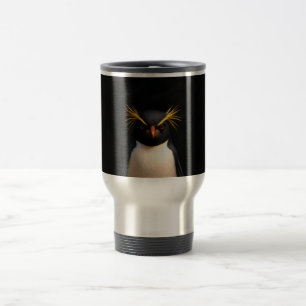 Black 4 Luxe Travel Mug with Rockhopper Penguin
