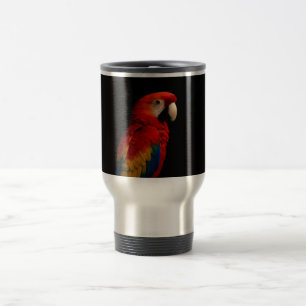 Black 4 Luxe Travel Mug with Scarlet Parrot