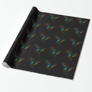 Black 4 Luxe wrapping paper Hummingbird Flying