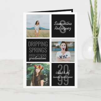 Black 4-Photo Fun Boxes Graduation Invitation