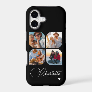 Black 4 Photo Personalized Name