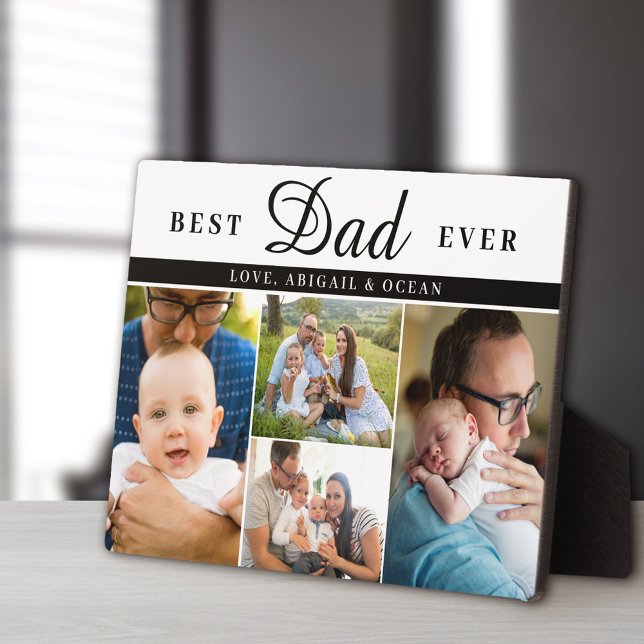 Black 4 Photos Best Dad Ever Father's Day Plaque (Creator Uploaded)