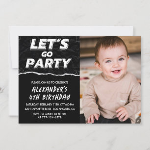 Black 4th birthday invitations Boy Photo 