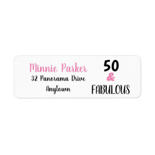 Black 50 And Fabulous 50th Birthday Return Address