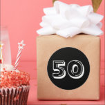 Black 50th Birthday - 50 Years Bday Stickers<br><div class="desc">50th Birthday themed,  black and white over the hill theme Party Favour and Celebration decor.</div>