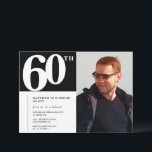 Black 60th birthday invitations Modern Chic Photo<br><div class="desc">Black 60th birthday invitations Modern Chic Photo</div>