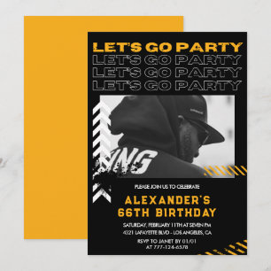 Black 66th birthday invitations Men Photo Spray