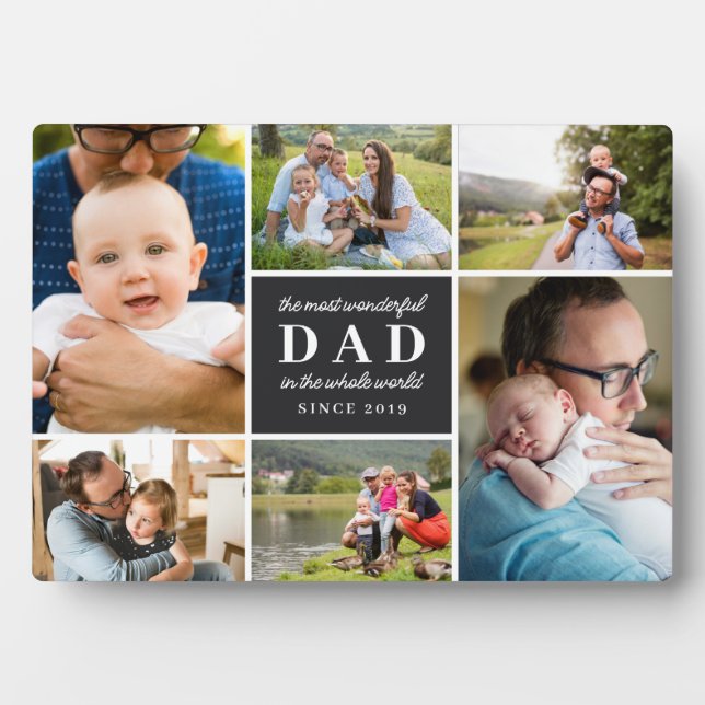 Black 6 Photos Most Wonderful Dad Father's Day Plaque (Front)