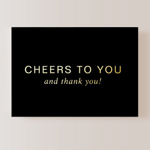 Black 70th Birthday Gold Foil Thank You Card