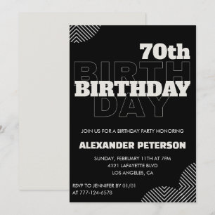 Black 70th birthday invitations Men Party