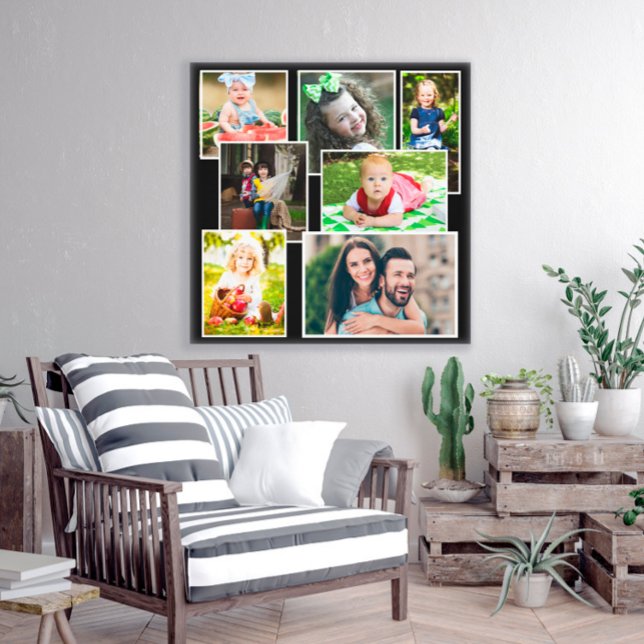 Black 7 Family Photo Collage Keepsake Canvas Print (Creator Uploaded)