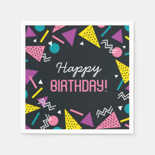 Black 80s Pattern Birthday Napkins
