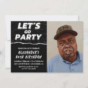 Black 80th birthday invitations Men Photo 