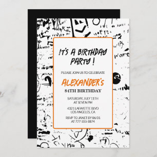 Black 84th birthday invitations Men Graffiti 