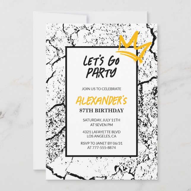 Black 87th birthday invitation Men Hip Hop modern (Front)