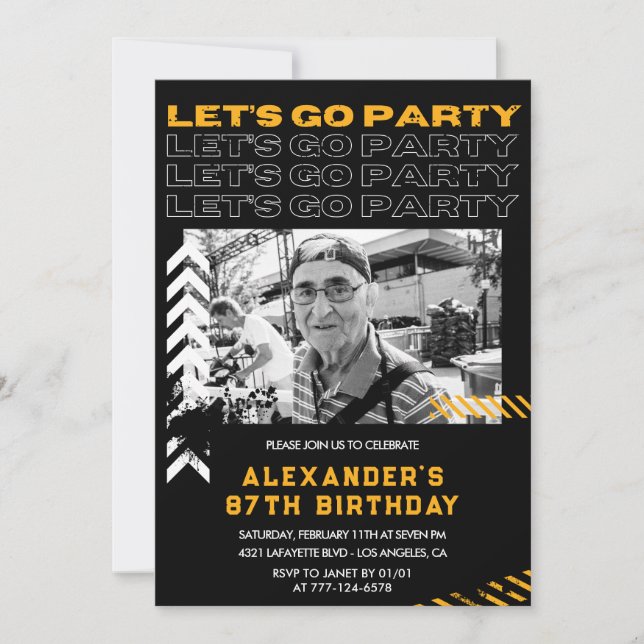 Black 87th birthday invitations Men (Front)