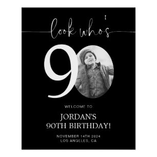 Black 90e Affiche de bienvenue d'anniversaire Re