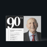 Black 90th birthday invitations Modern Chic Photo<br><div class="desc">Black 90th birthday invitations Modern Chic Photo calligraphy typography classic elegant man male</div>