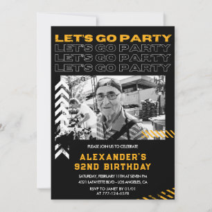 Black 92nd birthday invitations Men