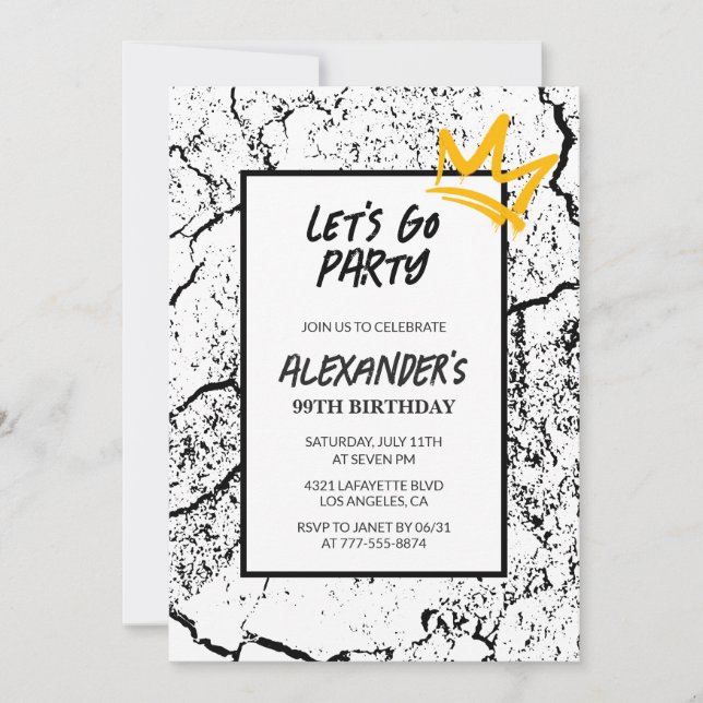 Black 99th birthday invitation Men Hip Hop (Front)