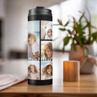 Black 9 Photo Square Collage - with script white