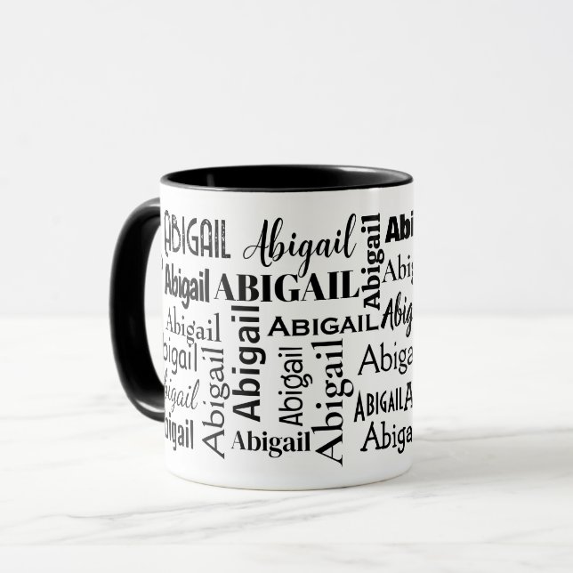 Black ABIGAIL Name On White Mug (Front Left)