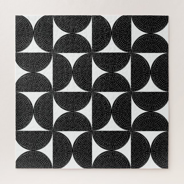 Black abstract 60s style seamless pattern. jigsaw puzzle (Vertical)