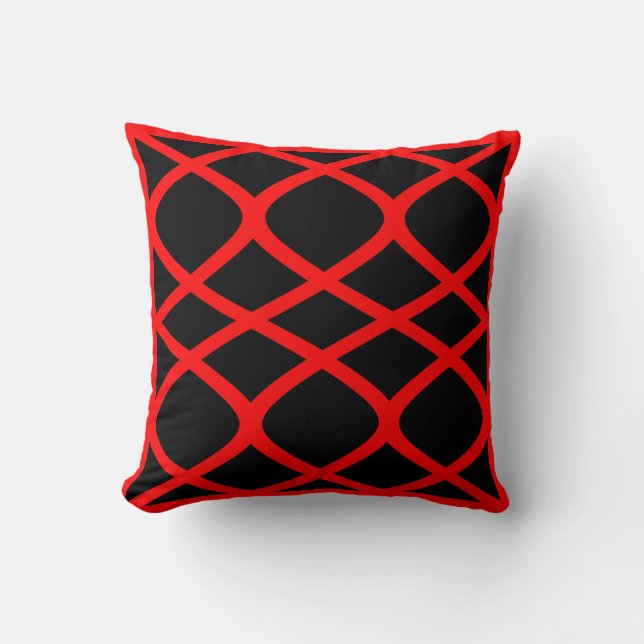 Black Abstract Circle Pattern on Custom Colour Throw Pillow (Front)