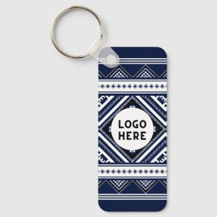 Black Abstract Ethnic Geometric Patterns with Logo Keychain