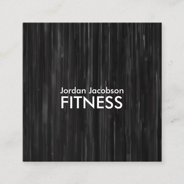 Black Abstract Fitness Business Cards (Front)