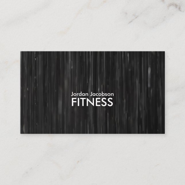 Black Abstract Fitness Business Cards (Front)