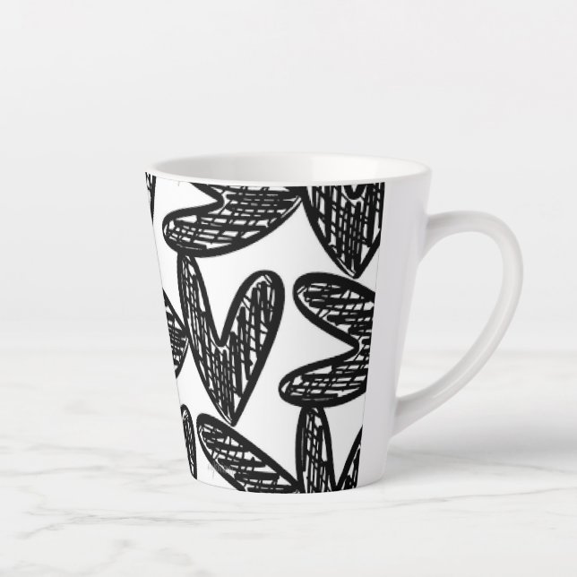 Black Abstract Heart Latte Mug (Right)
