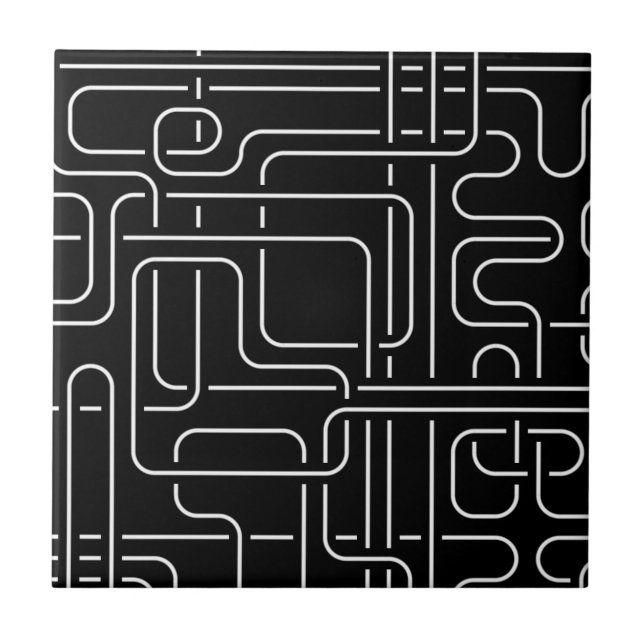 Black Abstract Lines Tile (Front)