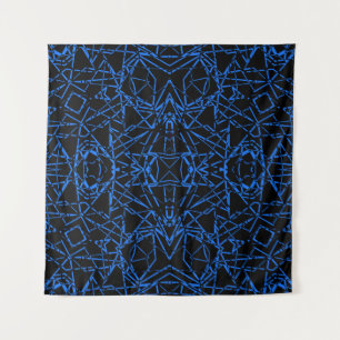 Black abstract modern spider net lines blue navy o tapestry
